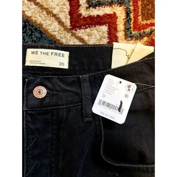 NWT We The Free Good Luck Mid-Rise Barrel Jeans Soundwave Black Size 25 - Picture 6 of 12
